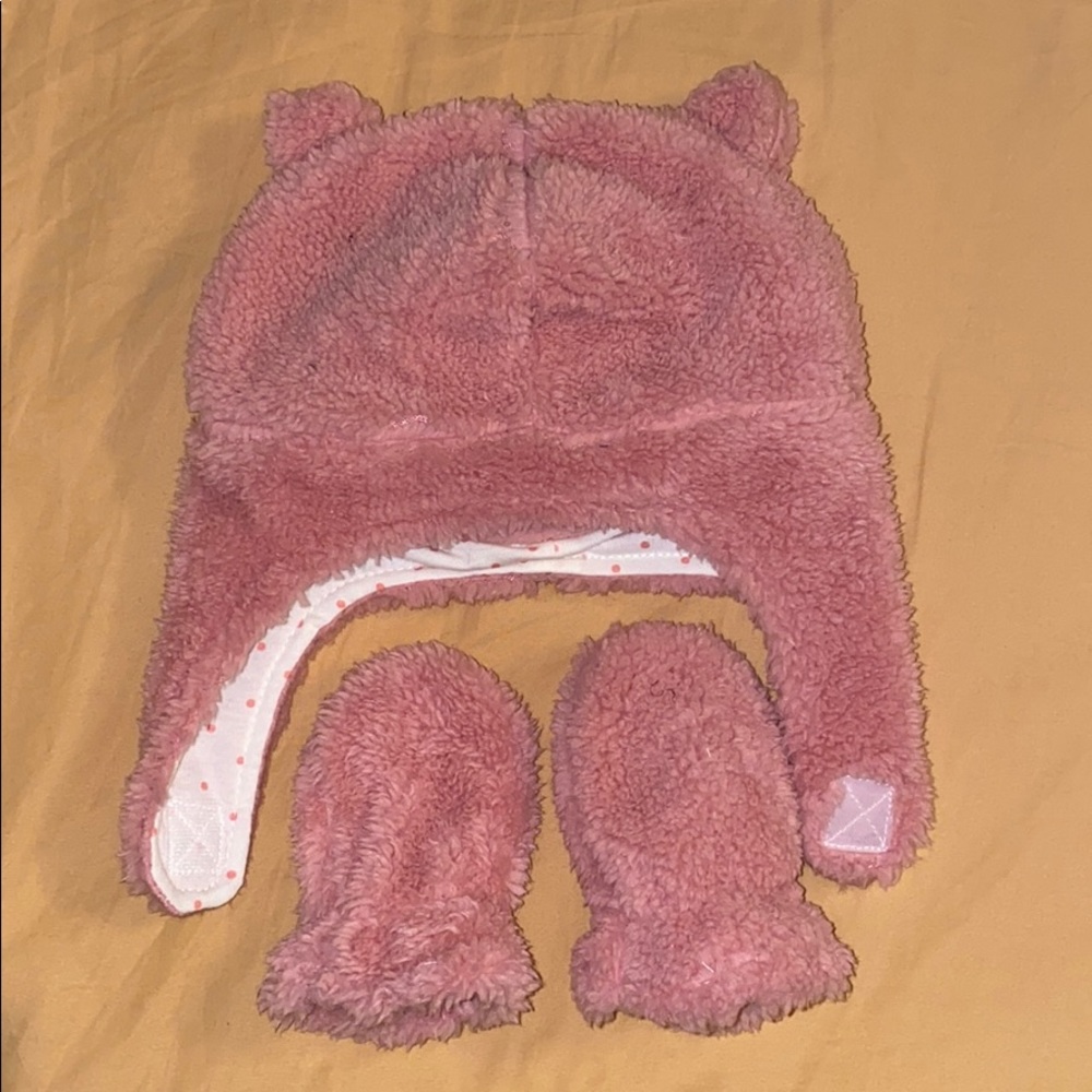 Baby Girl Hat & Mittens